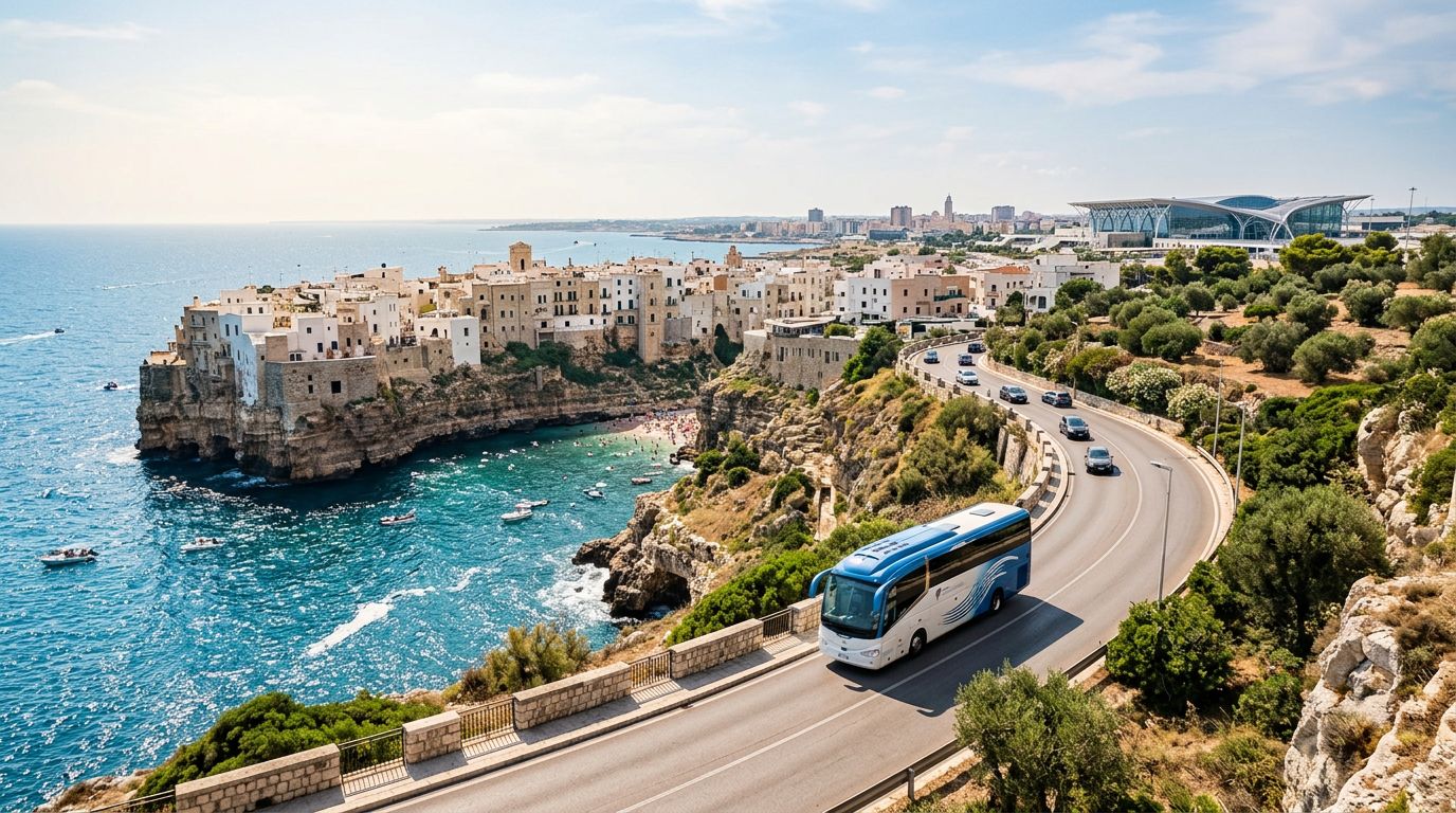 Autobus da Polignano a Mare all'Aeroporto di Bari: fermate, biglietti e tempi
